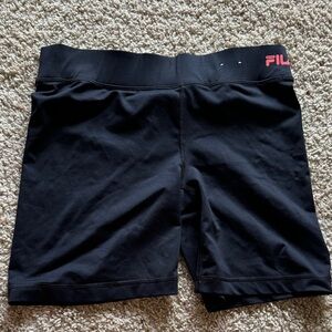 FILA Black Women's Bike Shorts with Pink Logo